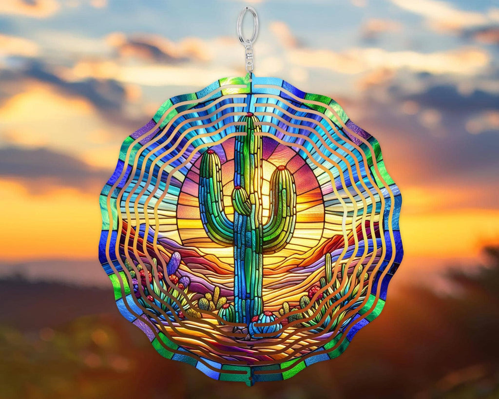 Southwestern Saguaro Cactus Wind Spinner