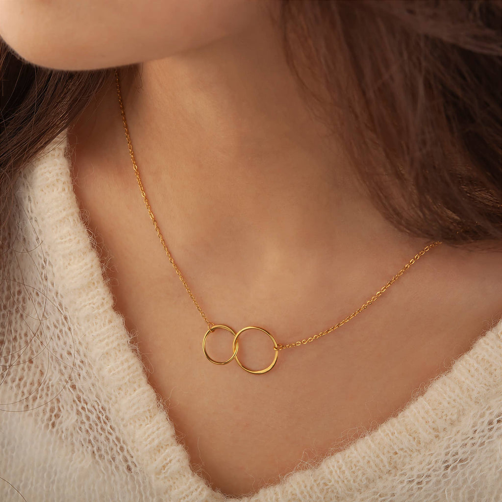 Happy 50th Birthday Card and Infinity Ring Necklace Jewelry: Rose Gold