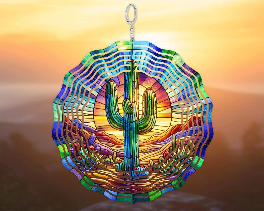 Southwestern Saguaro Cactus Wind Spinner