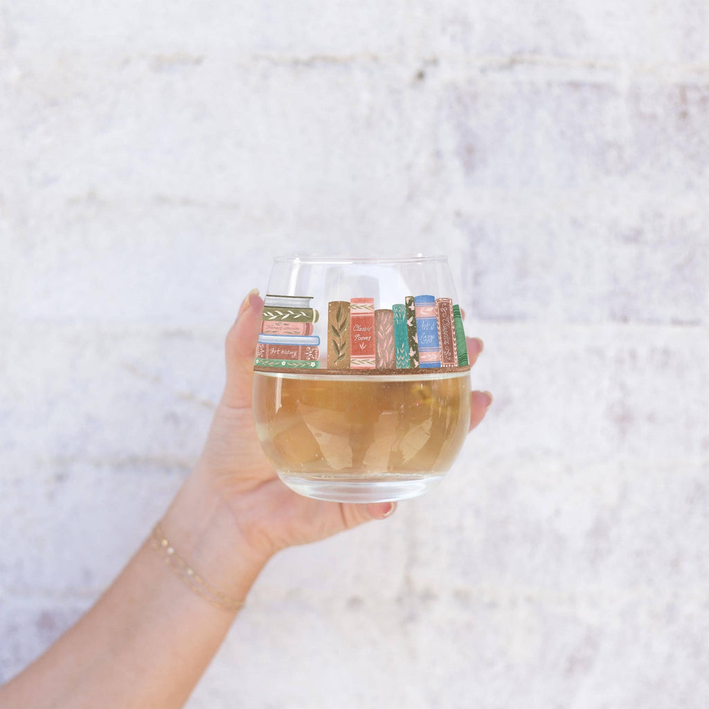 Pretty Little Chapters Book Shelf Stemless Wine Glass