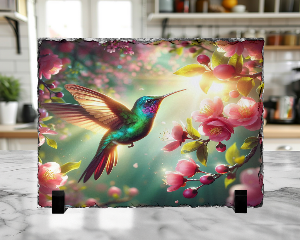 Decorative Slate - Hummingbird Design - Pink