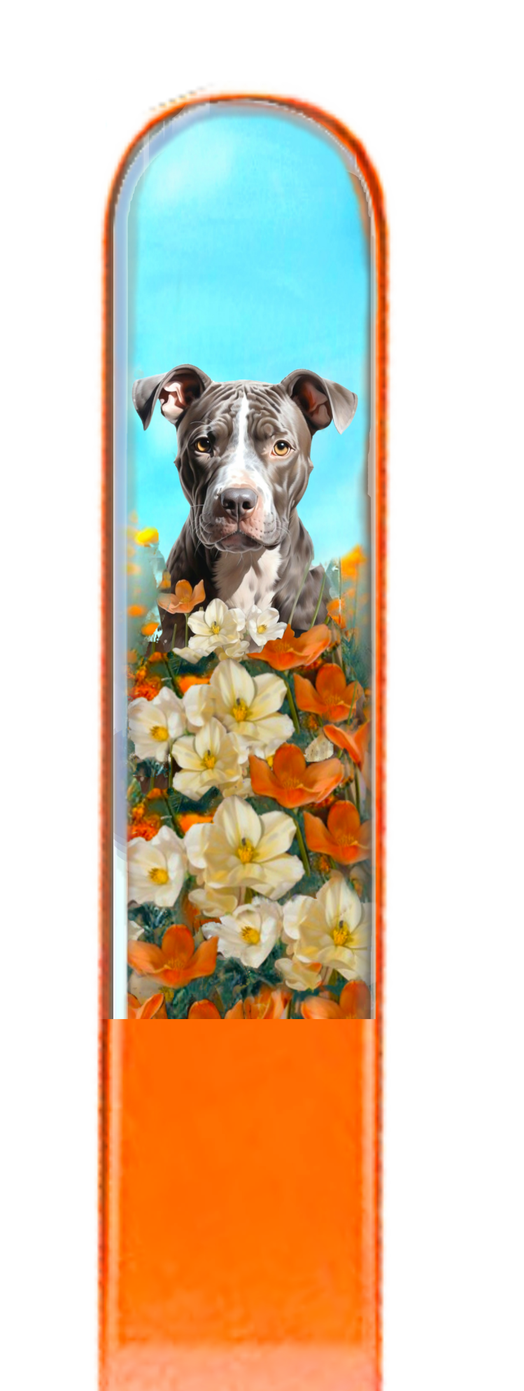 Terrier Pit Bull Pitty Dog 3D Pet Colored Crystal Nail File: Medium