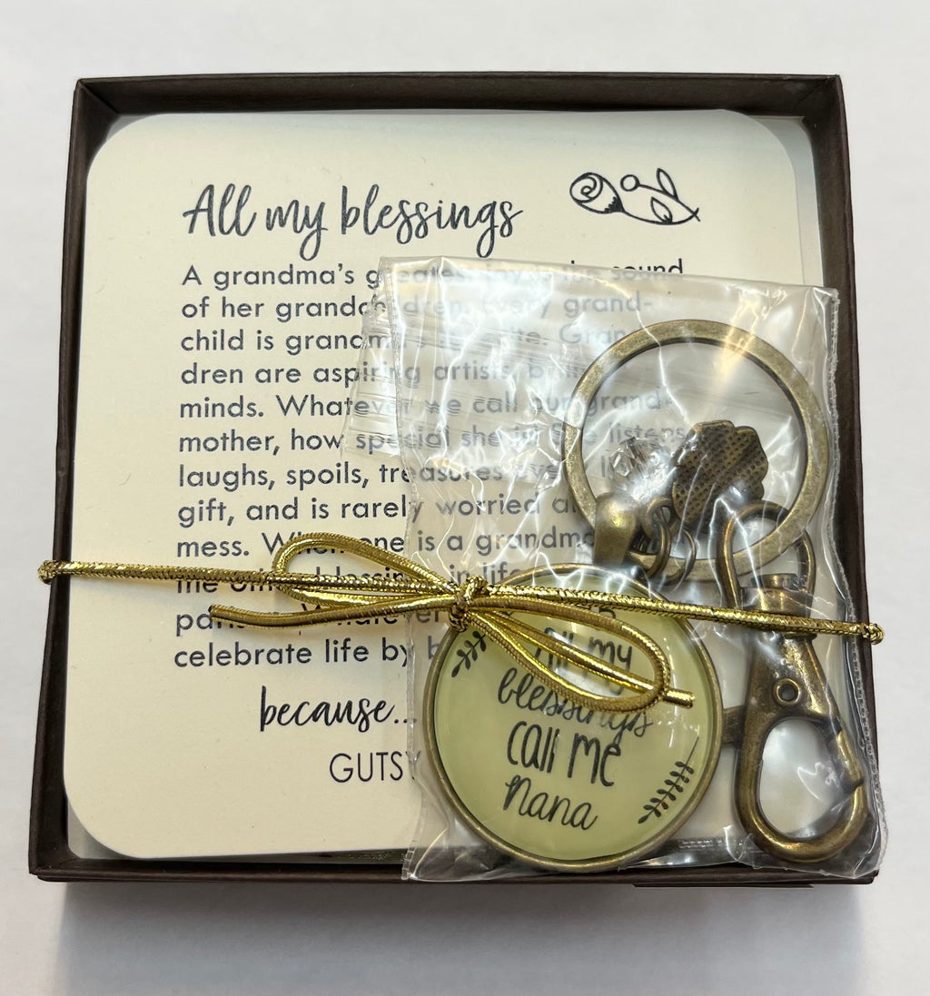 Nana Keychain All My Blessings Call Me Nana Gift Quote Charm