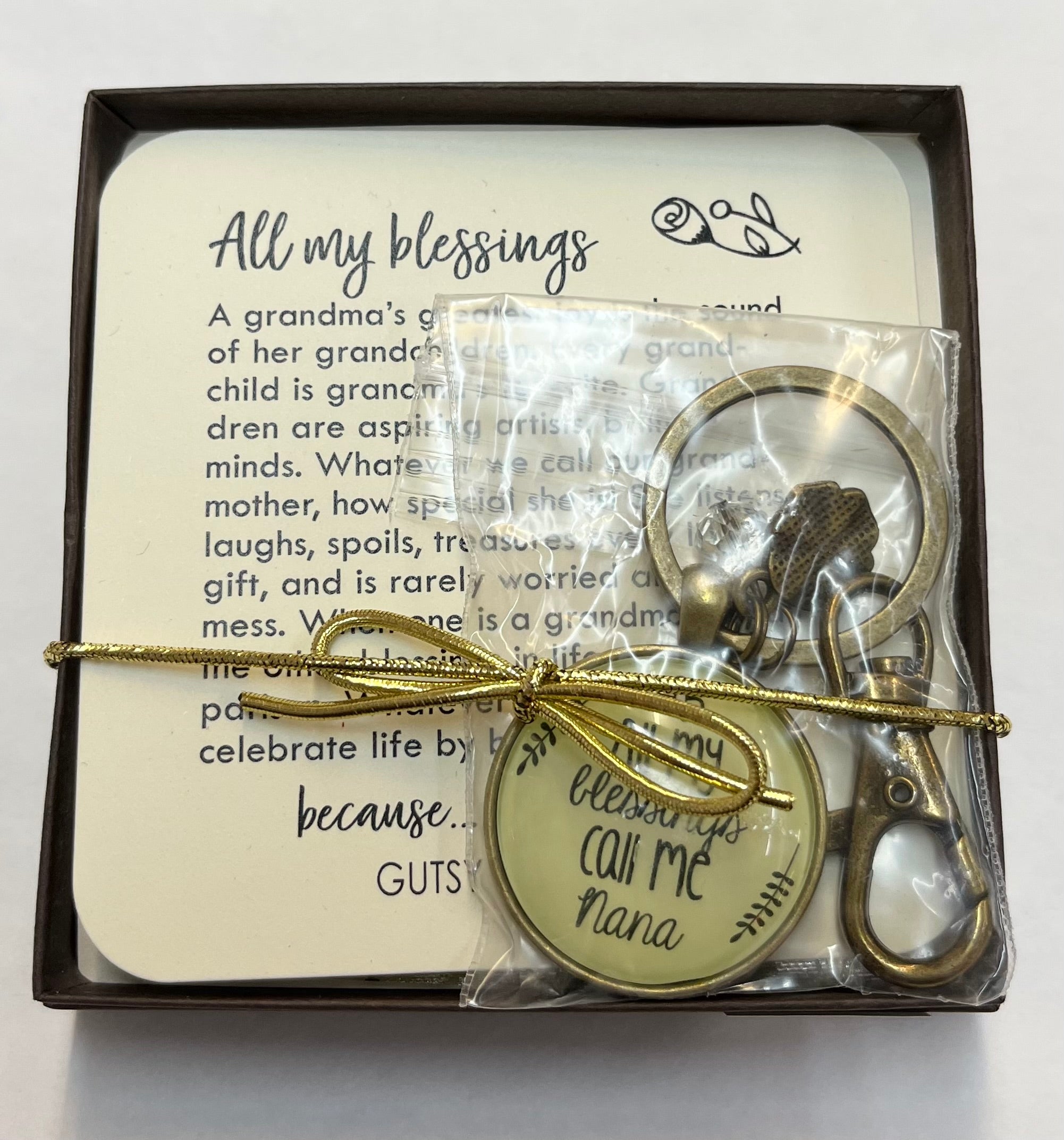 Nana Keychain All My Blessings Call Me Nana Gift Quote Charm