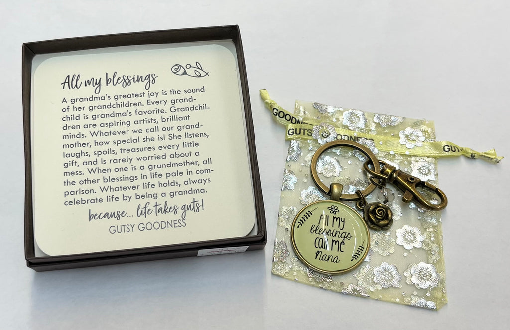 Nana Keychain All My Blessings Call Me Nana Gift Quote Charm