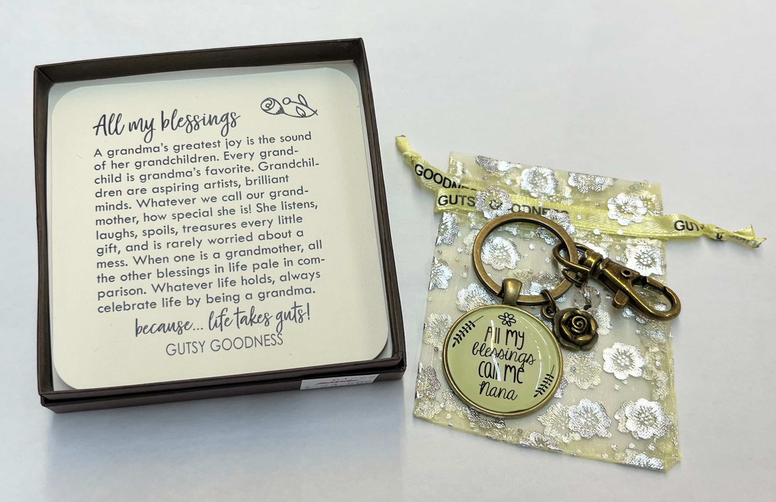 Nana Keychain All My Blessings Call Me Nana Gift Quote Charm