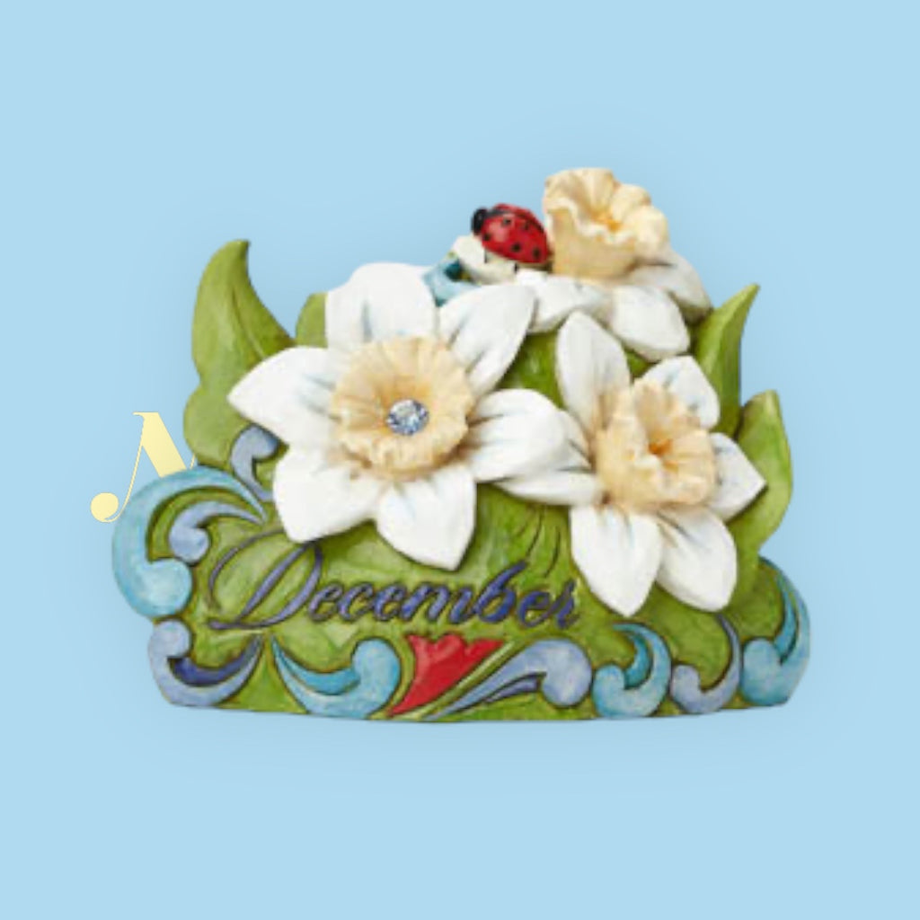 Jim Shore Flower Of The Month December Narcissus Blue Topaz Birthstone Accent