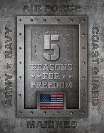 5 Reasons for Freedom Tin Sign