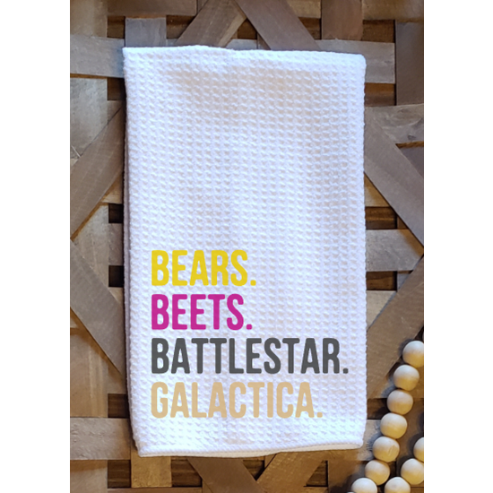 The Office Bears Beets Battlestar Galactica Funny Kitchen Towel