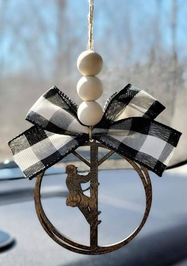 Lineman Car Charm Ornament Cactus Bow