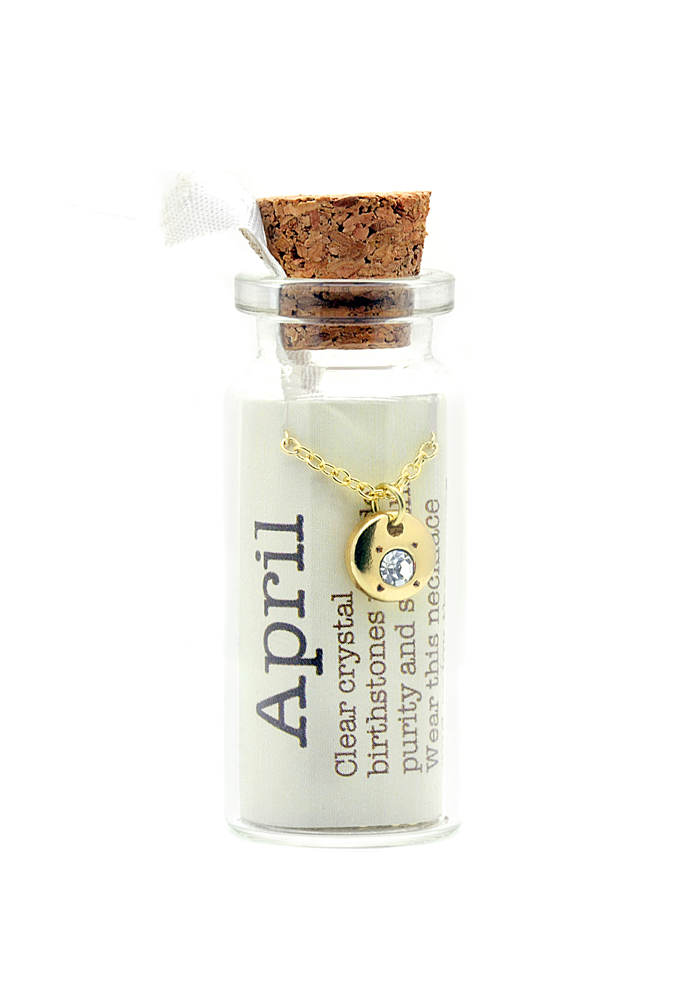 April/Crystal Birthstone Bottle Necklace