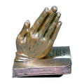 Praying Hands in Bronze with Bible Figurine