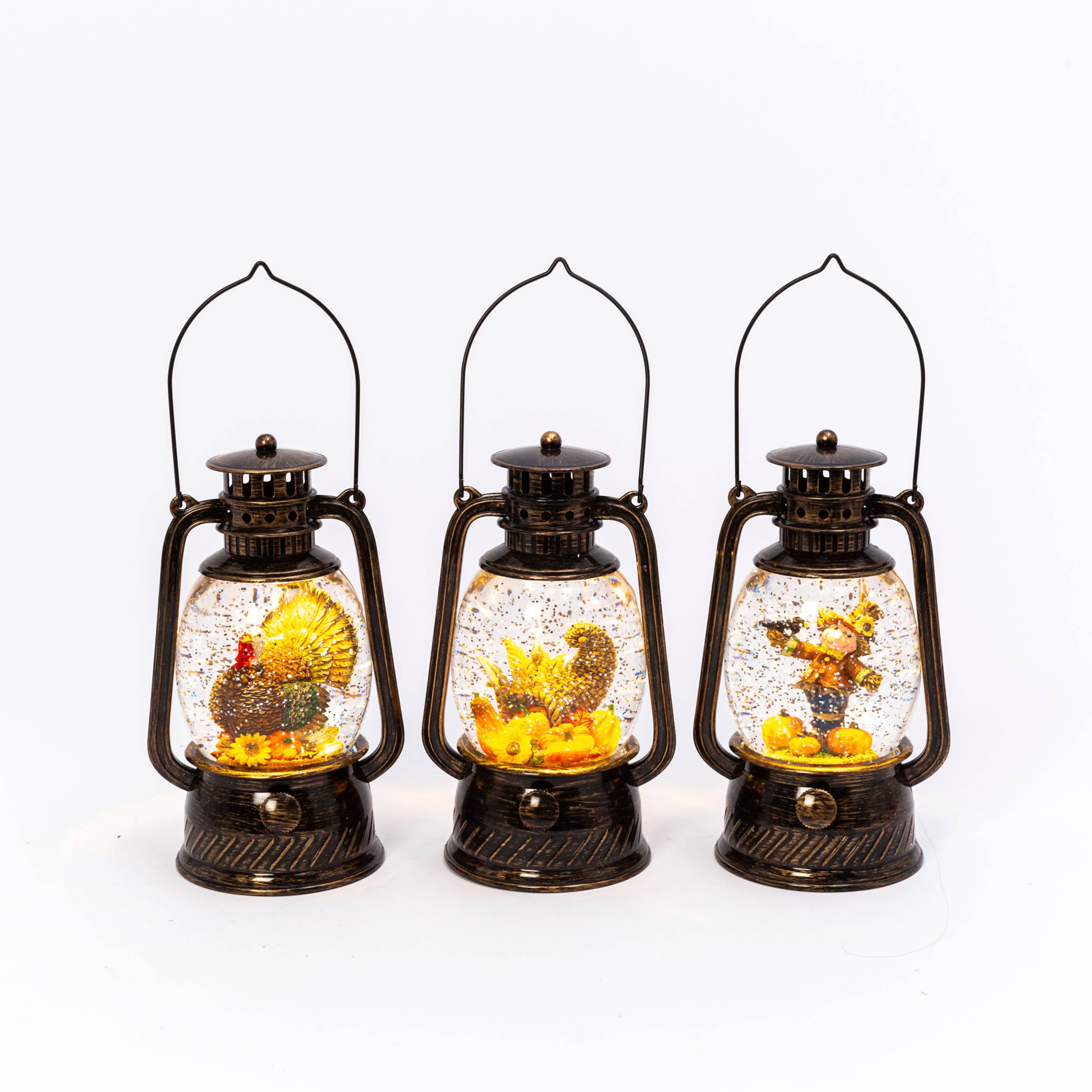 Turkey, Scarecrow, Cornucopia Snow Globe