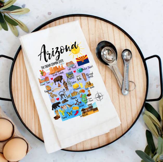 Arizona State Map Souvenir Cotton Towel