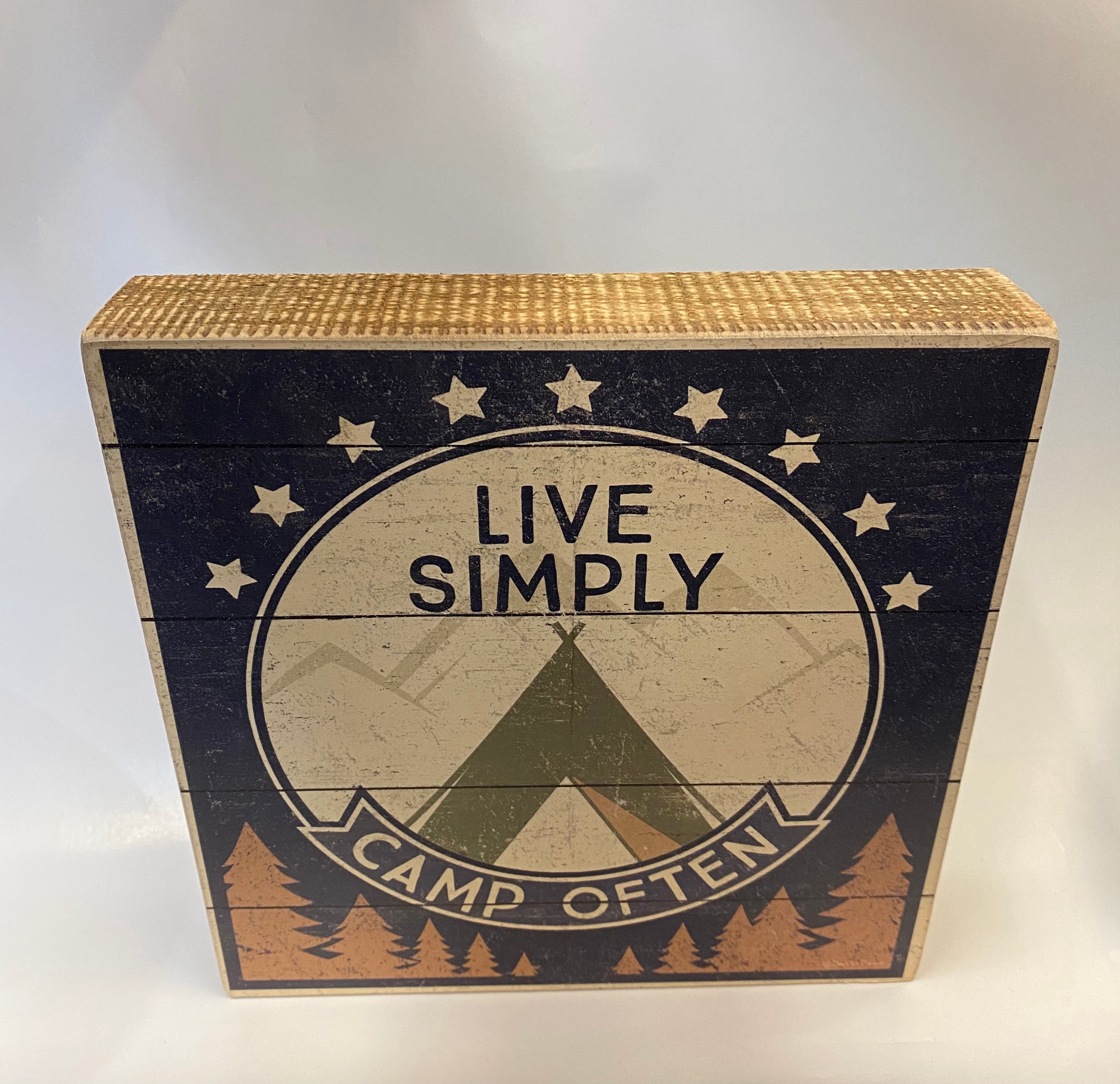 Live Simply Camp Often Box Sign
