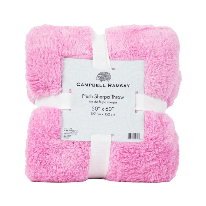 Plush Sherpa Throw Blankets, 50x60 in, Assorted Solid Colors